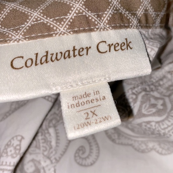 Coldwater creek tan & white floral cotton button down shirt size 2X - Picture 7 of 10